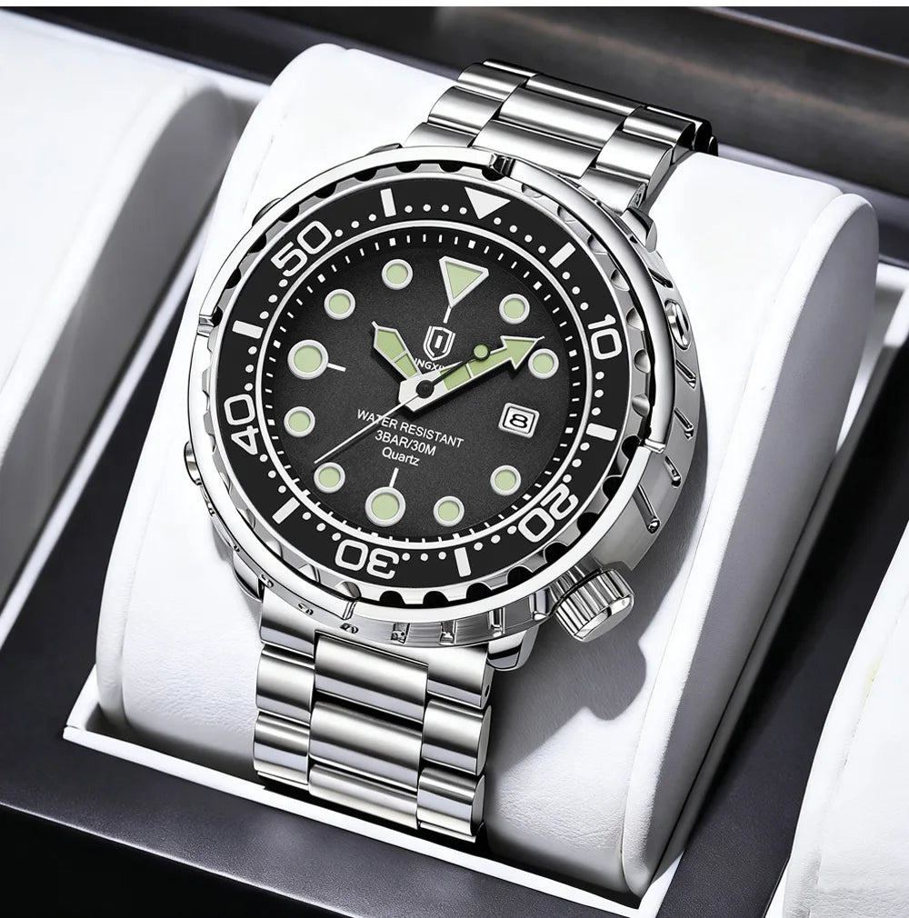 2026 new fashionable men's watch, top brand, waterproof, luminescent, date and clock, sports watch, men's quartz wristwatch