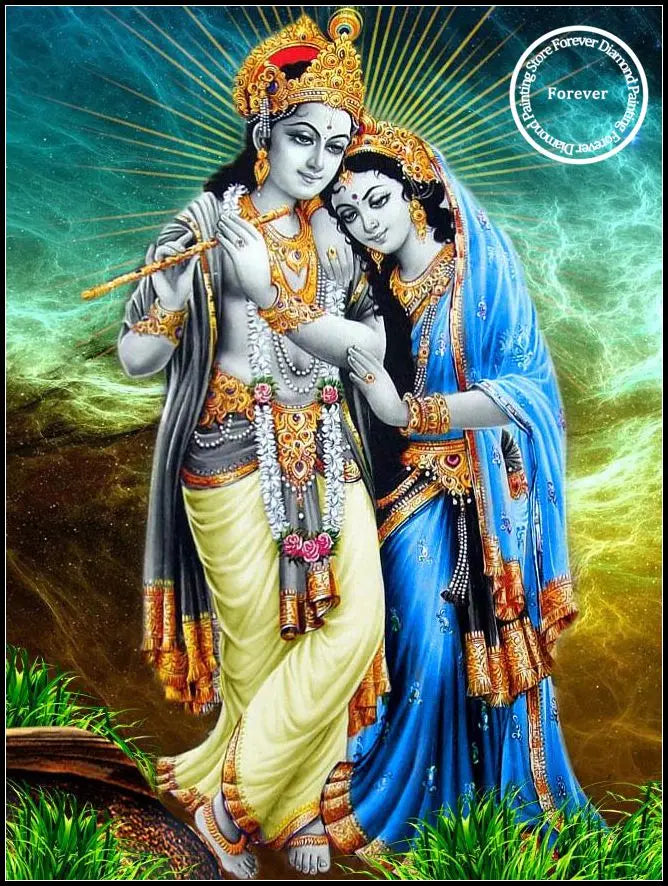 Indian God Radha Krishna Wall Art Full Diamond Painting Hindu Art Cross Stitch Embroidery Picture Mosaic Craft Living Room Decor