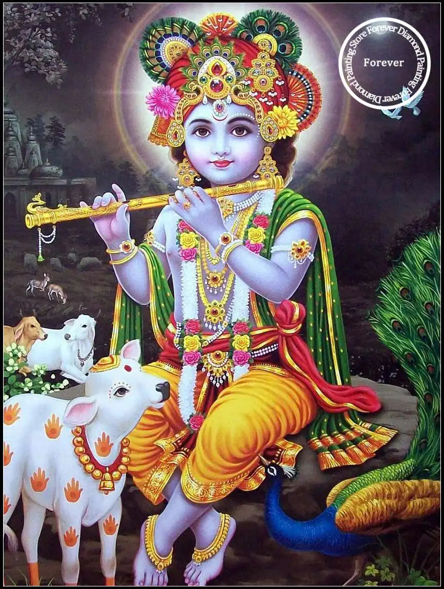 Indian God Radha Krishna Wall Art Full Diamond Painting Hindu Art Cross Stitch Embroidery Picture Mosaic Craft Living Room Decor