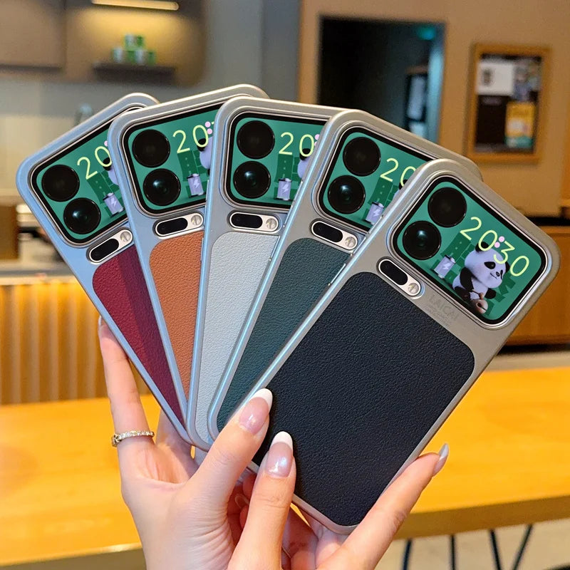 For Xiaomi 17 Pro Max 17 Pro Case Luxury Lychee Pattern Leather + Electroplating Frame Hard PC Cover for Xiaomi Mi 17