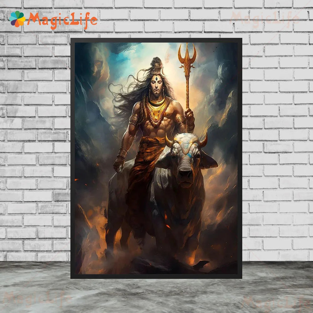 Indian Religion Shiva God Posters Wall Pictures For Living Room Cartoon Poster Home Decor Wall Art Canvas Painting Unframed