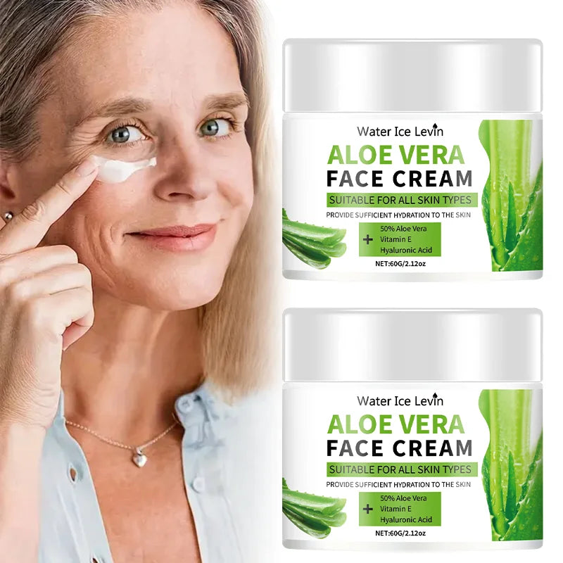 Aloe Vera Face Cream, Hypoallergenic Moisturizer for Both Men and Women, Contains Hyaluronic Acid and Collagen, Suitable for All Skin Types, Soothing and Moisturizing, Non-Irritating