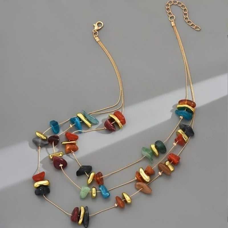 Personalized Ethnic Style Colorful Irregular String Multi-layer Necklace, Women's Fashion Festival Party Accessories Gifts
