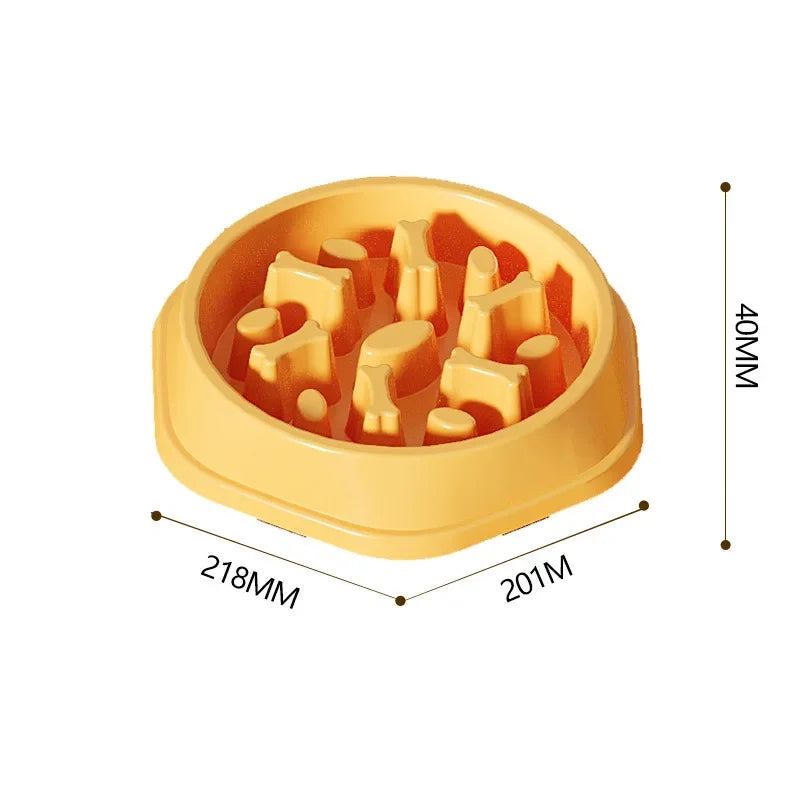 Pet Cat Dog Slow Food Bowl Fat Help Healthy Round Anti-choking Thickened And Non-slip Multiple Colors Shapes