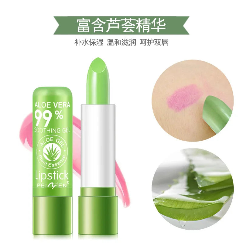 Aloe Vera Color-Changing Lip Balm, Moisturizing Repairing, Waterproof, Anti-Dryness,Temperature-Activated Lipstick for Hydration