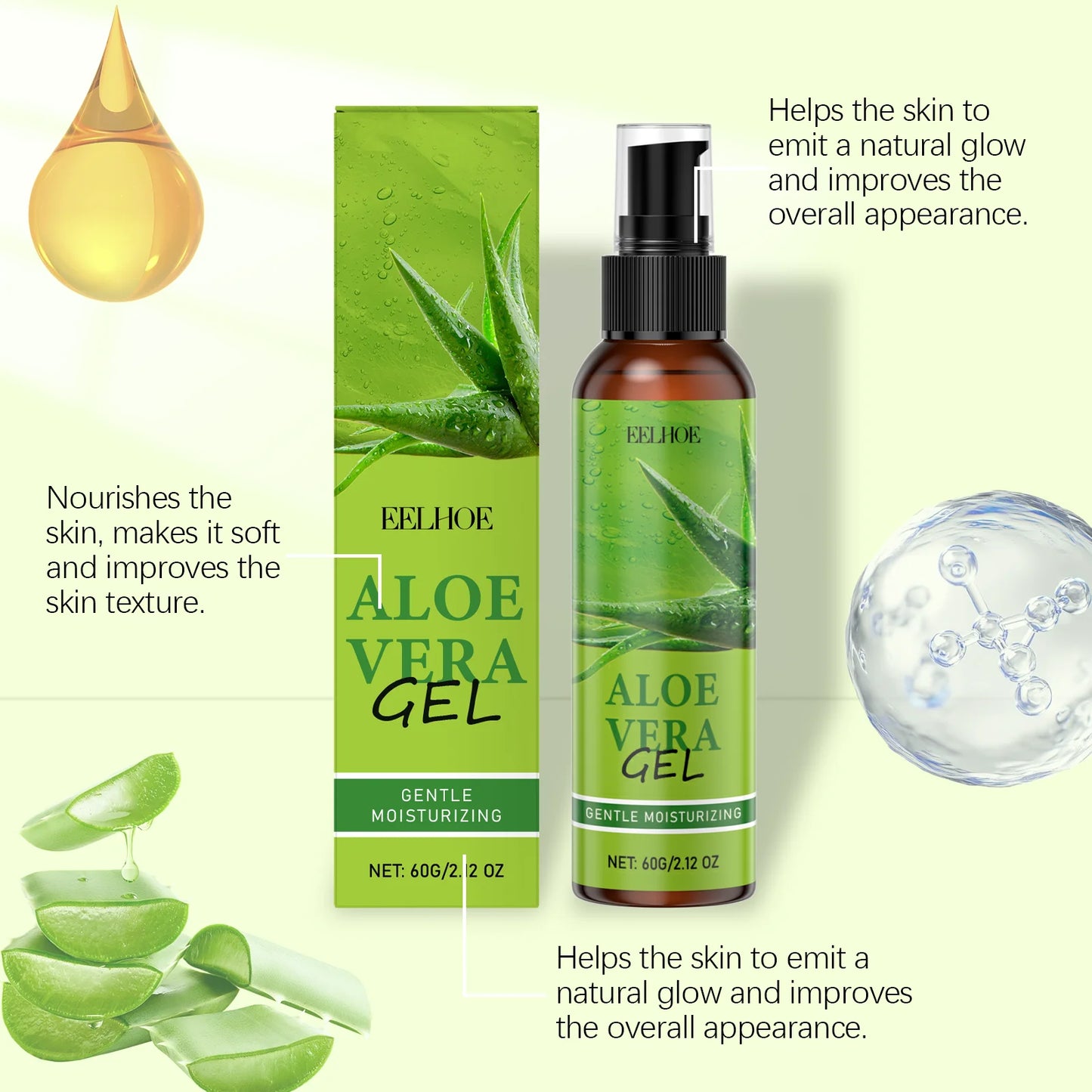 Aloe Vera Gel Nourishing Sooth Skin Reduce Discomfort Improving Skin Texture Enhance Skin Radiance Moisturizing Aloe Essence Gel