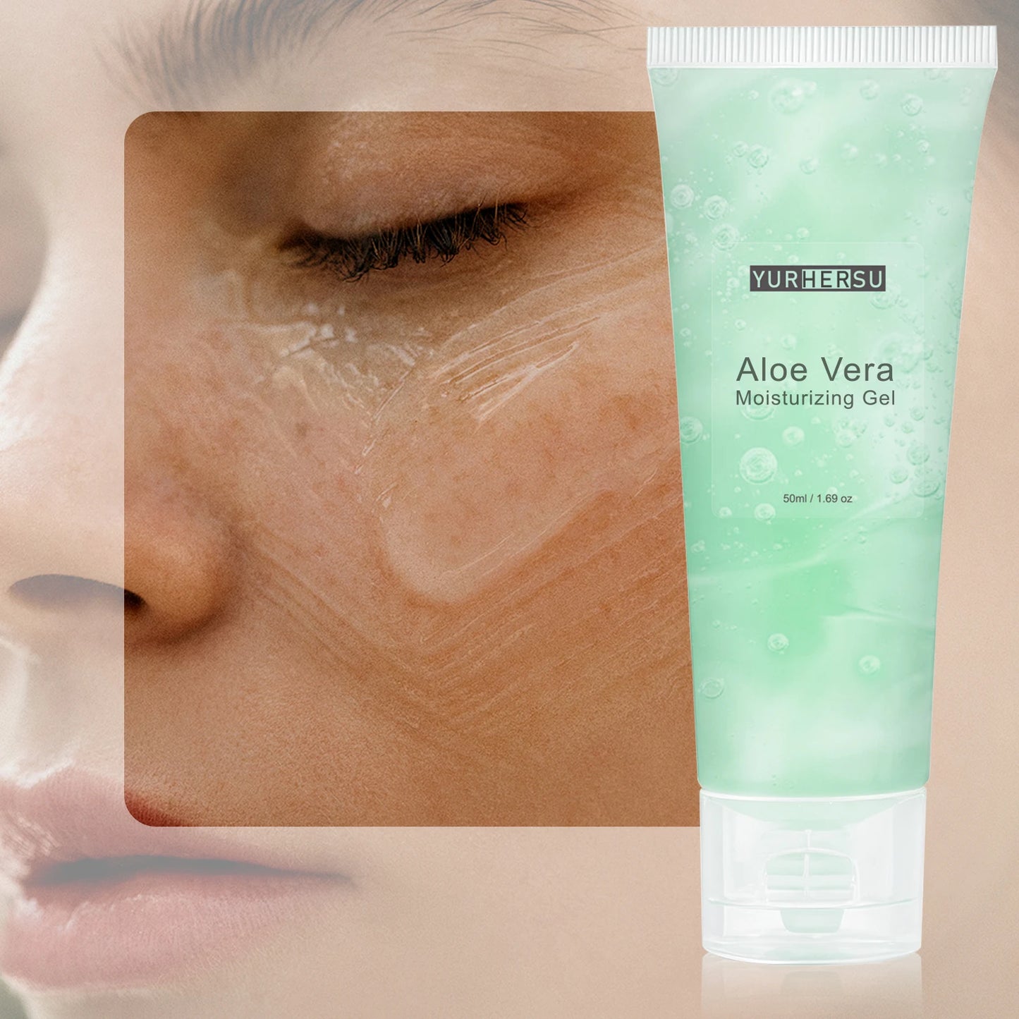 Aloe Vera Gel for Face, Daily Moisturizer & Makeup Primer, 100% Natural, Soothing, Hydrating, Non Greasy, Fast Absorb (50ml)