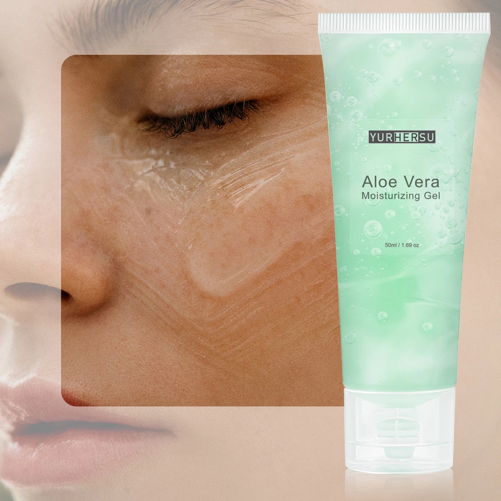 Aloe Vera Gel for Face, Daily Moisturizer & Makeup Primer, 100% Natural, Soothing, Hydrating, Non Greasy, Fast Absorb (50ml)