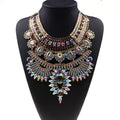 Indian Ethnic Statement Large Necklace Women Fashion Crystal Rhinestone Maxi Long Collar Big Bib Choker Necklace Boho Jewelry
