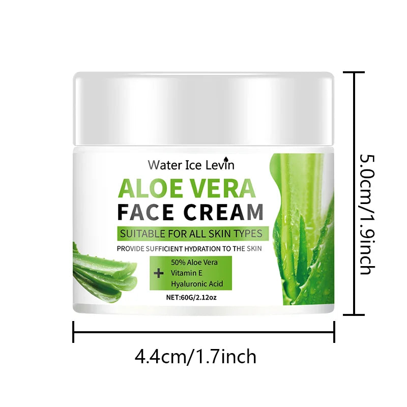 Aloe Vera Face Cream, Hypoallergenic Moisturizer for Both Men and Women, Contains Hyaluronic Acid and Collagen, Suitable for All Skin Types, Soothing and Moisturizing, Non-Irritating