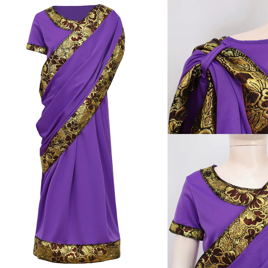 Indian Girls Traditional Bollywood Princess Sari Costume Dress-up Clothing Nativity Bollywood Princess Ethnic Dress Costume