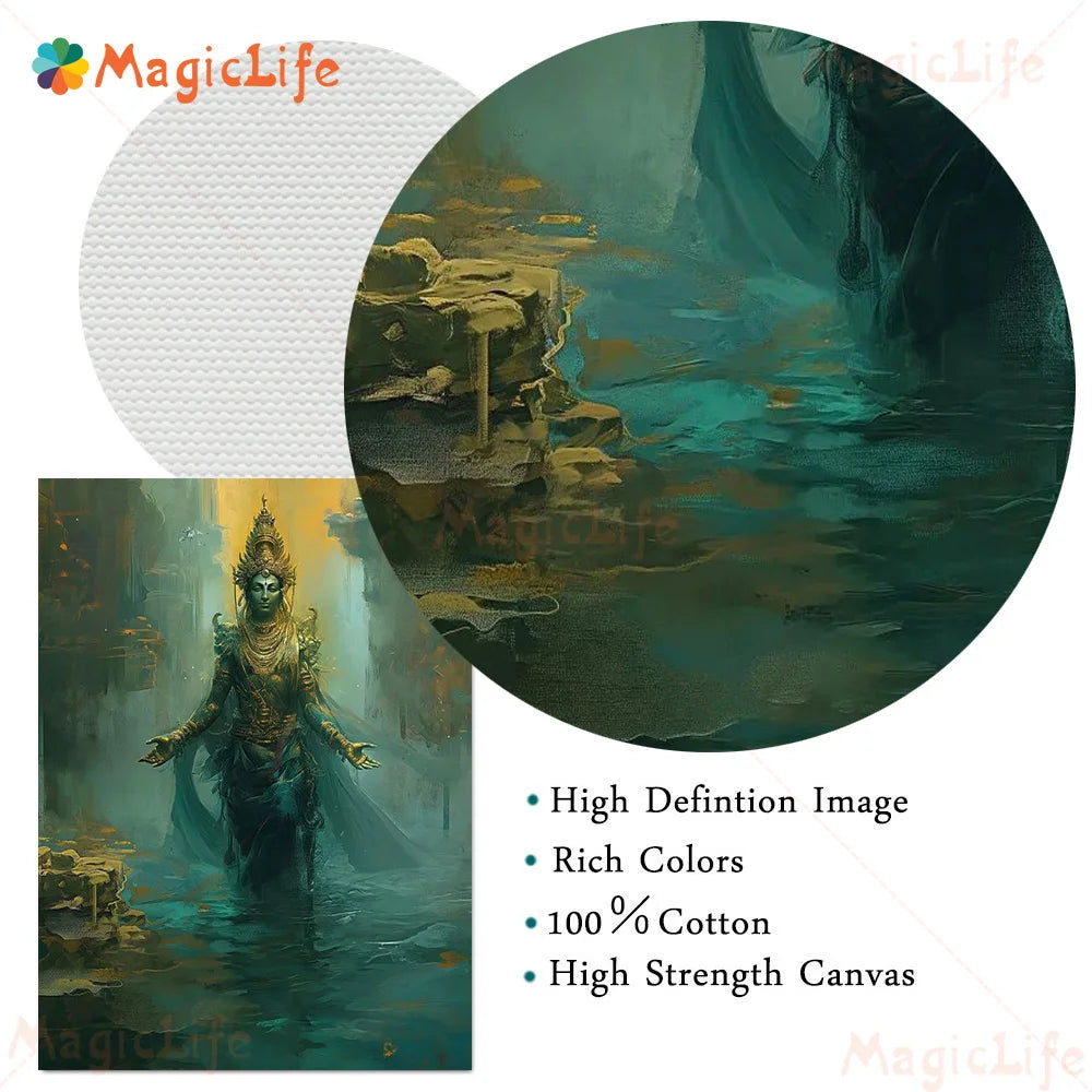 Indian Religion Shiva God Posters Wall Pictures For Living Room Cartoon Poster Home Decor Wall Art Canvas Painting Unframed