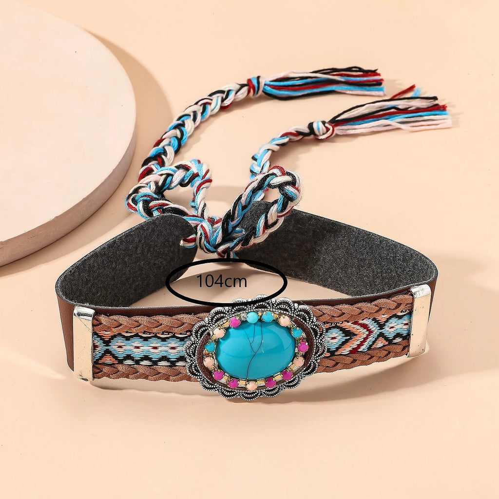 Ethnic Gypsy Boho Necklace For Women Collares Statement Jewelry Turquoises Indian Necklaces Pendants