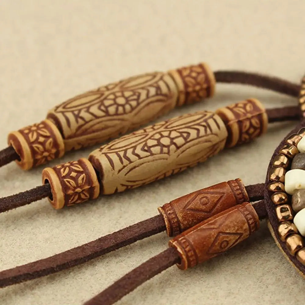 Vintage Party Ethnic Jewelry Lucky Gift Buddhist Mala Wood Bead Ethnic Pendant Nepal Necklace