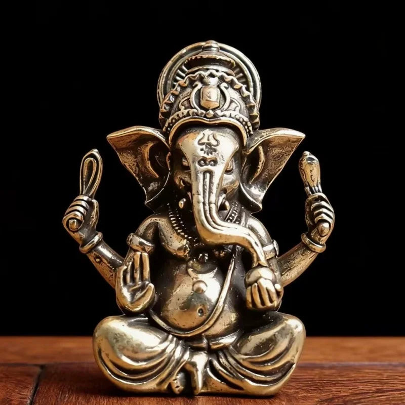 Gold Ganesh Buddha Statue Indian Elephant God Sculpture Home Living Room Garden Decoration Figurine Lucky Ornament