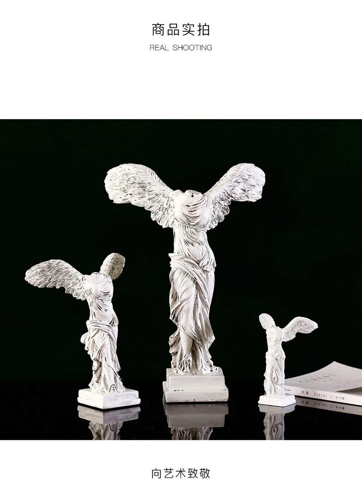 Victory Goddess Statue - Greek Mythology Resin Sculpture for Home Decor, Office Desk Ornament with Gold Finish Art Craft